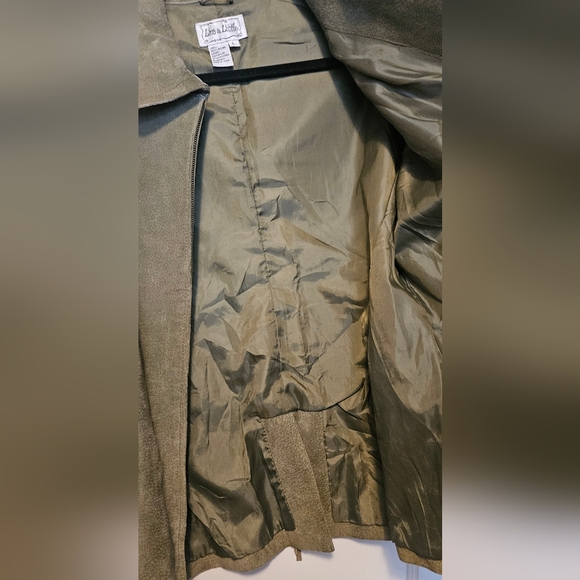 Vintage Live a Little Olive Suede Zip Jacket - Picture 8 of 12